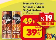 NESCAFE XPRESS ORİJİNAL /CHOCO SOĞUK KAHVE 250 ML